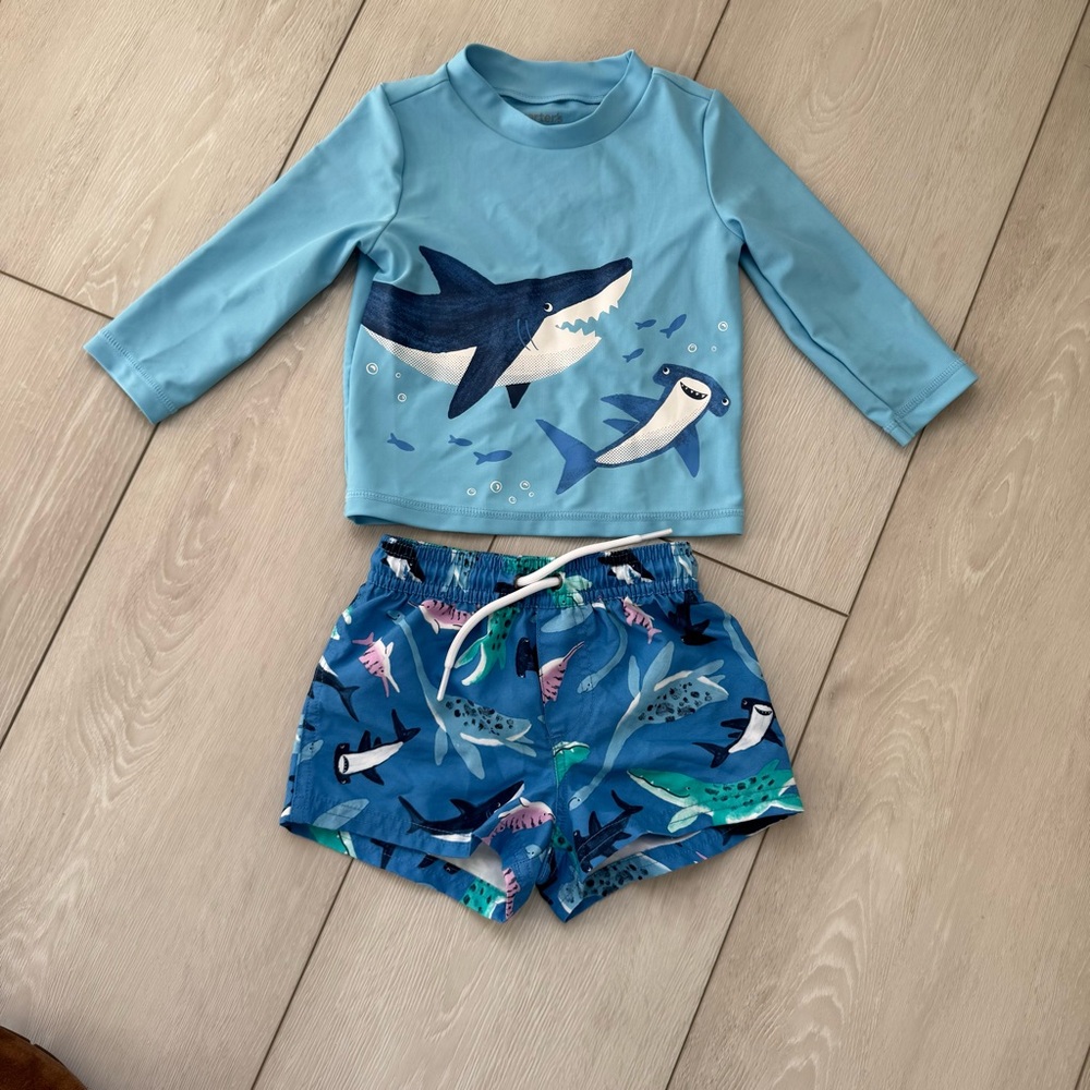 Boys 12 month Shark Swim Set - Blue
